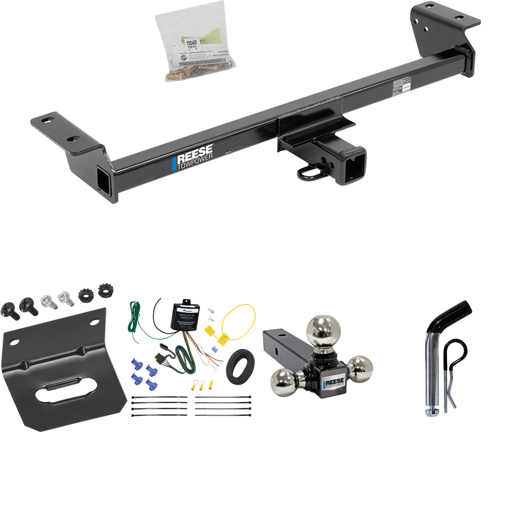 Fits 2022-2022 Lexus RX350 Trailer Hitch Tow PKG w/ 4-Flat Wiring Harness + Triple Ball Ball Mount 1-7/8" & 2" & 2-5/16" Trailer Balls + Pin/Clip + Wiring Bracket (Excludes: F Sport Models) By Reese Towpower