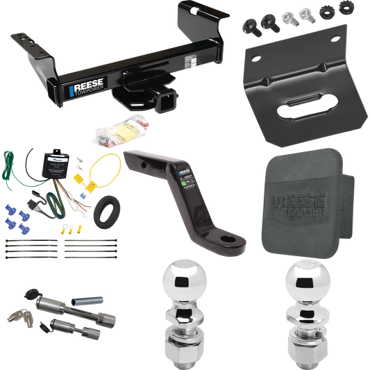 Fits 2007-2023 GMC Sierra 3500 HD Trailer Hitch Tow PKG w/ 4-Flat Wiring Harness + Ball Mount w/ 6" Drop + Dual Hitch & Coupler Locks + 2" Ball + 2-5/16" Ball + Hitch Cover + Wiring Bracket (For Cab & Chassis, w/34" Wide Frames Models) By Reese Towpo