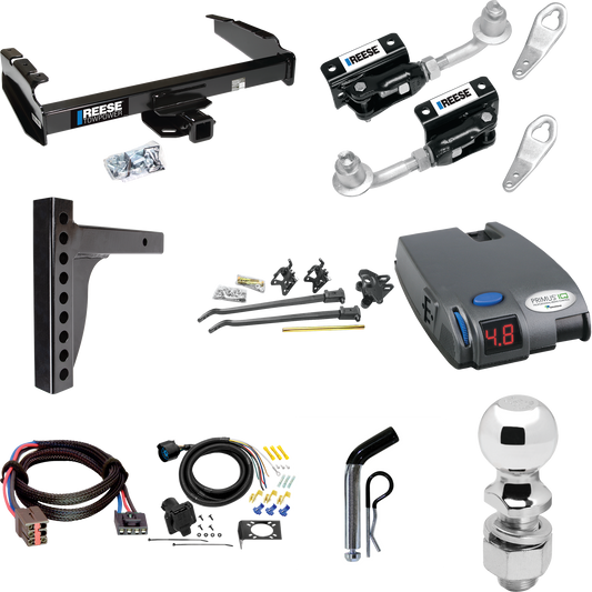 Fits 1994-1996 Ford F-150 Trailer Hitch Tow PKG w/ 12K Trunnion Bar Weight Distribution Hitch + Pin/Clip + Dual Cam Sway Control + 2-5/16" Ball + Tekonsha Primus IQ Brake Control + Plug & Play BC Adapter + 7-Way RV Wiring By Reese Towpower