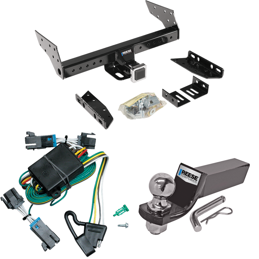 Se adapta al paquete de enganche de remolque Chevrolet Express 2500 2000-2002 con 4 cables planos + kit de montaje de bola de inicio con caída de 2" y bola de 2" de Reese Towpower