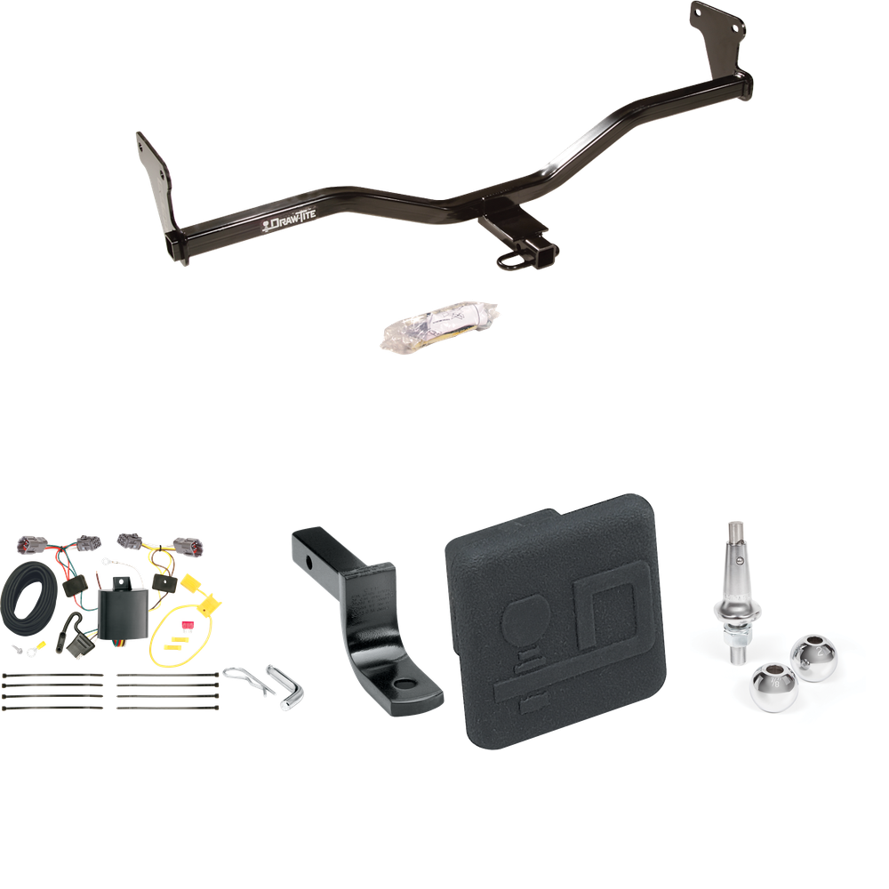 Se adapta al paquete de enganche de remolque KIA Soul 2010-2013 con arnés de cableado de 4 planos + barra de tracción + bolas intercambiables de 1-7/8" y 2" + cubierta de enganche (para modelos con luces traseras LED) de Draw-Tite