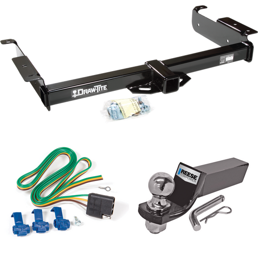 Fits 1996-1999 GMC Savana 3500 Trailer Hitch Tow PKG w/ 4-Flat Wiring + Starter Kit Ball Mount w/ 2" Drop & 2" Ball By Draw-Tite