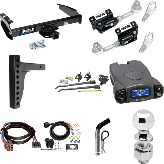 Fits 1994-1996 Ford F-250 Trailer Hitch Tow PKG w/ 12K Trunnion Bar Weight Distribution Hitch + Pin/Clip + Dual Cam Sway Control + 2-5/16" Ball + Tekonsha Prodigy P3 Brake Control + Plug & Play BC Adapter + 7-Way RV Wiring By Reese Towpower