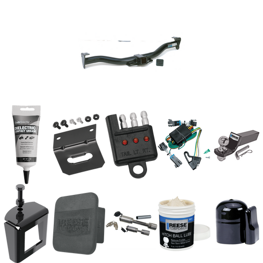 Fits 2000-2002 Chevrolet Express 2500 Trailer Hitch Tow PKG w/ 4-Flat Wiring + Starter Kit Ball Mount w/ 2" Drop & 2" Ball + 1-7/8" Ball + Wiring Bracket + Dual Hitch & Coupler Locks + Hitch Cover + Wiring Tester + Ball Lube + Electric Grease + Ball