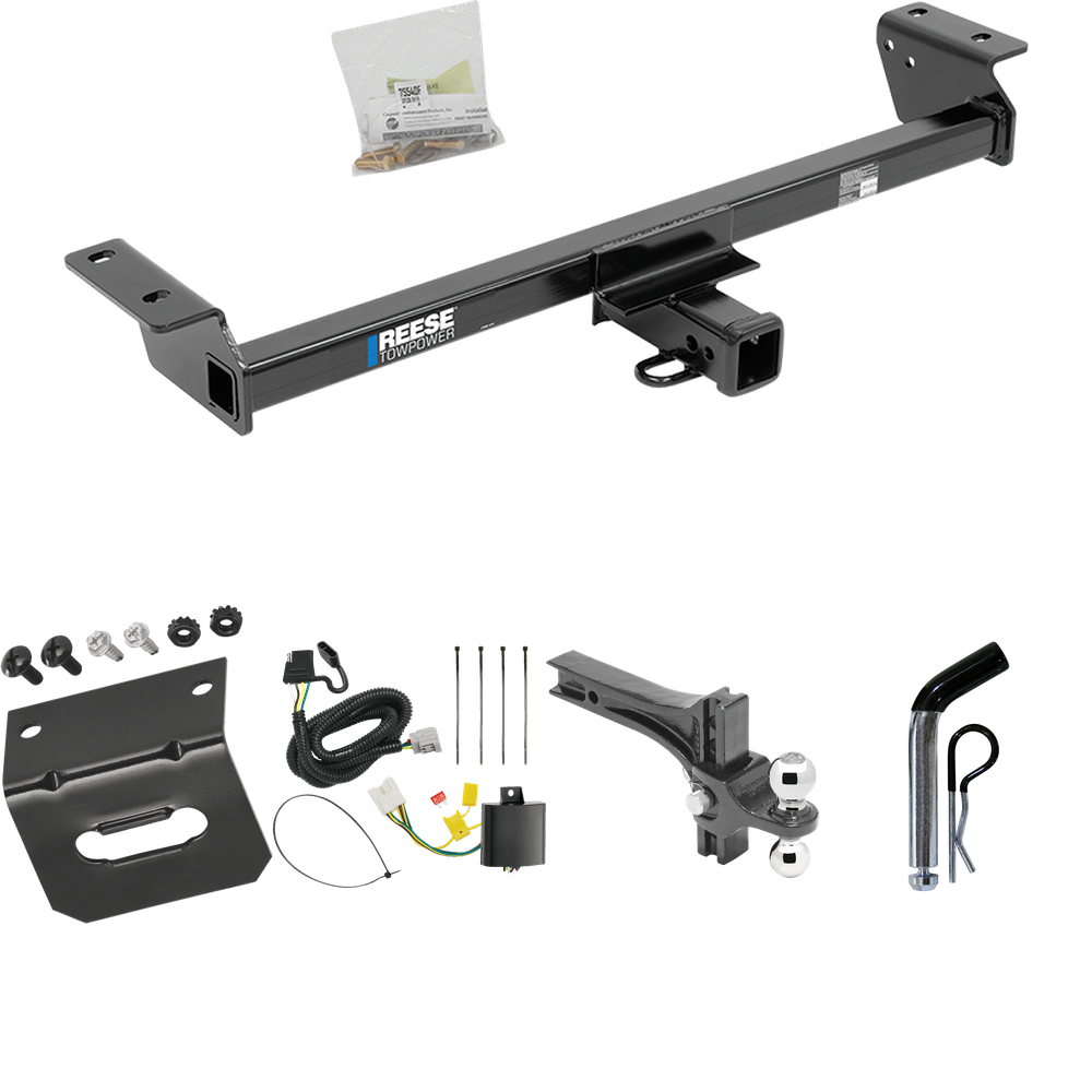 Fits 2016-2021 Lexus RX450h Trailer Hitch Tow PKG w/ 4-Flat Wiring Harness + Dual Adjustable Drop Rise Ball Ball Mount 2" & 2-5/16" Trailer Balls + Pin/Clip + Wiring Bracket (Excludes: F Sport Models) By Reese Towpower