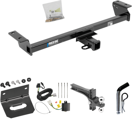 Fits 2016-2021 Lexus RX450h Trailer Hitch Tow PKG w/ 4-Flat Wiring Harness + Dual Adjustable Drop Rise Ball Ball Mount 2" & 2-5/16" Trailer Balls + Pin/Clip + Wiring Bracket (Excludes: F Sport Models) By Reese Towpower