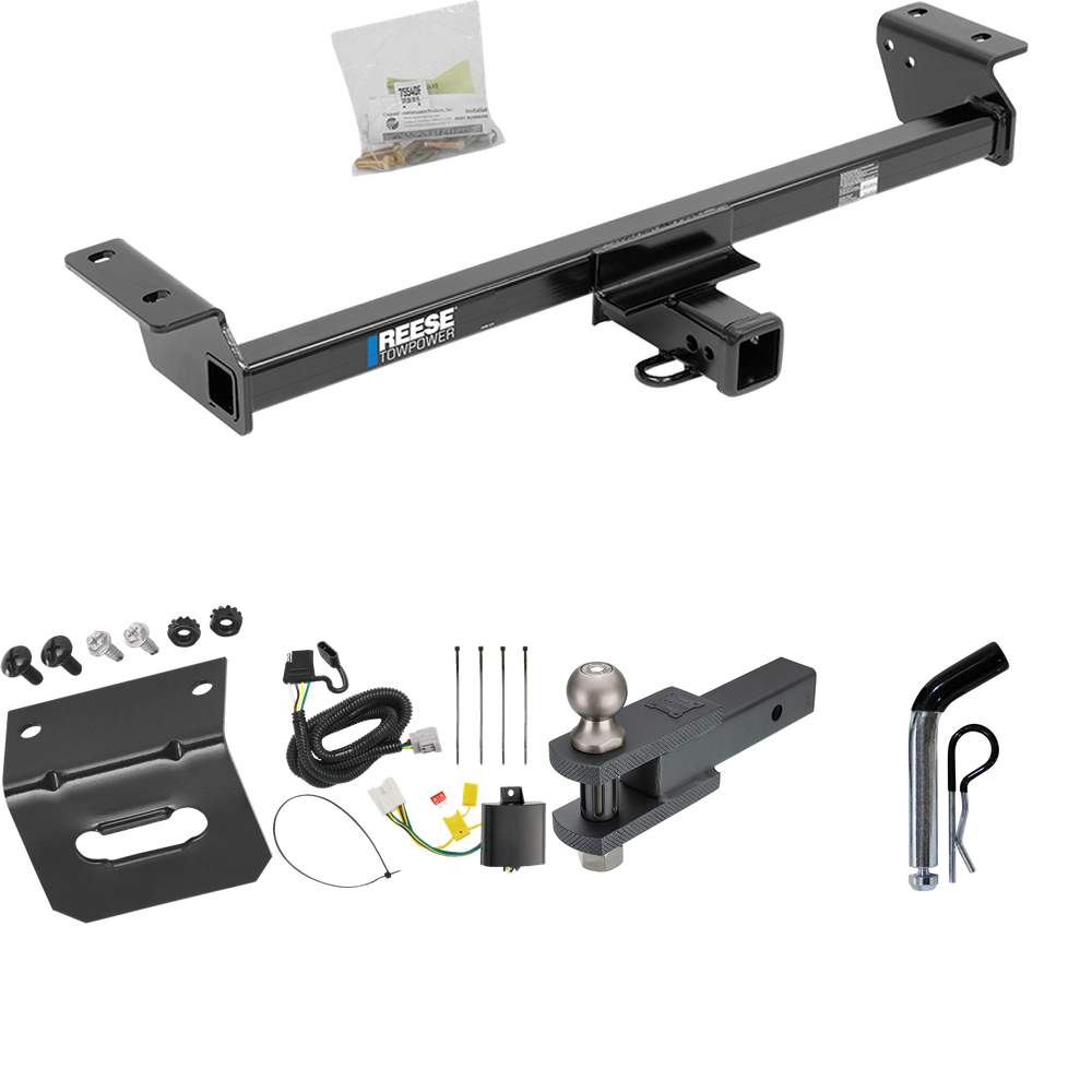 Fits 2016-2021 Lexus RX350 Trailer Hitch Tow PKG w/ 4-Flat Wiring Harness + Clevis Hitch Ball Mount w/ 2" Ball + Pin/Clip + Wiring Bracket (Excludes: F Sport Models) By Reese Towpower