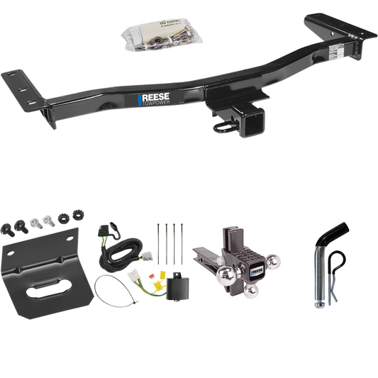 Fits 2010-2015 Lexus RX450h Trailer Hitch Tow PKG w/ 4-Flat Wiring Harness + Adjustable Drop Rise Triple Ball Ball Mount 1-7/8" & 2" & 2-5/16" Trailer Balls + Pin/Clip + Wiring Bracket (For Prepped w/Factory Tow Plug (See Instructions Prior to Instal