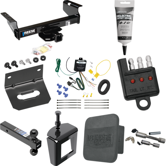 Fits 2007-2019 Chevrolet Silverado 3500 HD Trailer Hitch Tow PKG w/ 4-Flat Wiring Harness + Dual Ball Ball Mount 2" & 2-5/16" Trailer Balls + Dual Hitch & Coupler Locks + Hitch Cover + Wiring Bracket + Wiring Tester + Electric Grease + Anti Rattle De