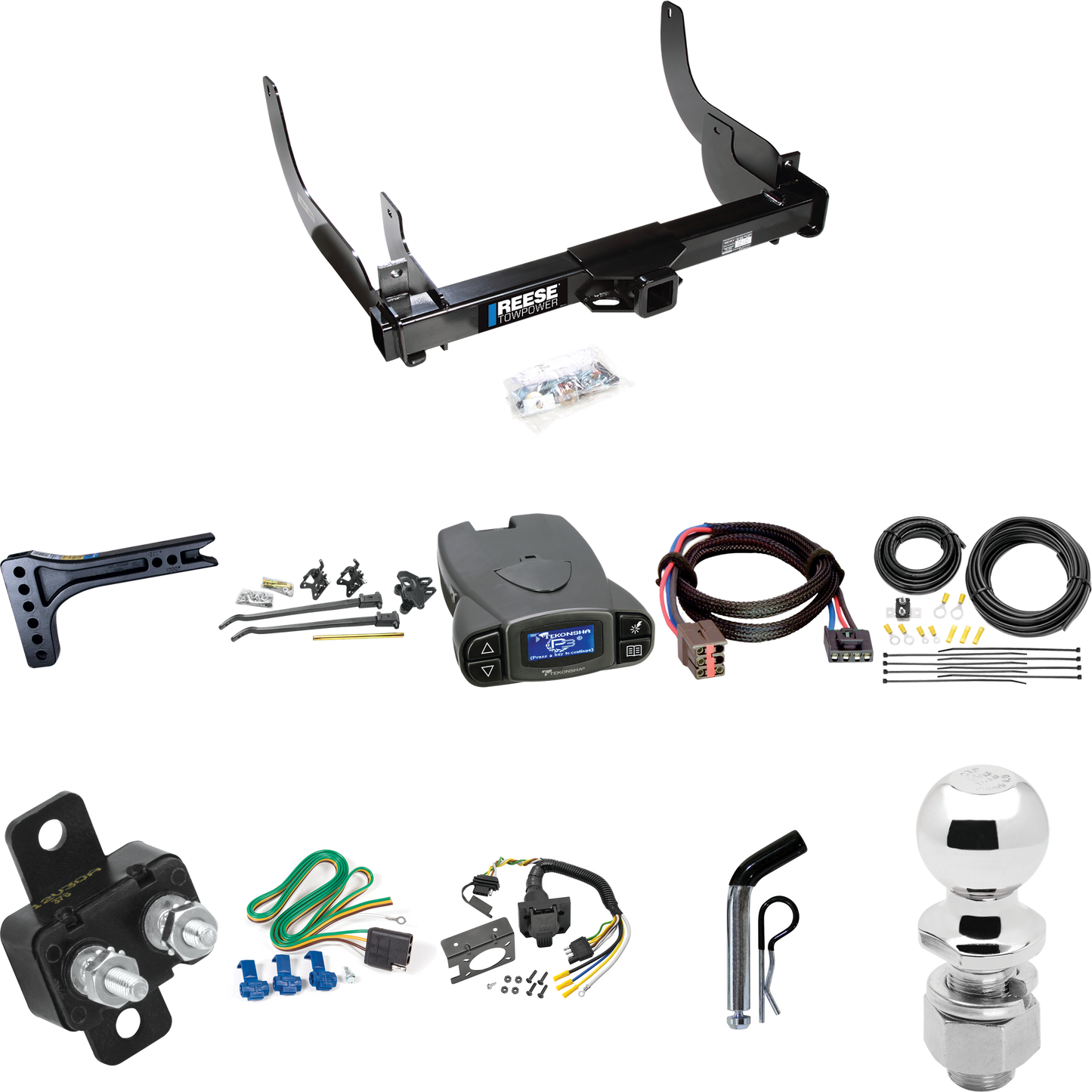 Fits 2006-2008 Lincoln Mark LT Trailer Hitch Tow PKG w/ 15K Trunnion Bar Weight Distribution Hitch + Pin/Clip + 2-5/16" Ball + Tekonsha Prodigy P3 Brake Control + Plug & Play BC Adapter + 7-Way RV Wiring (For (Built After 8/2005) Models) By Reese Tow