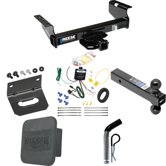 Fits 2008-2010 Dodge Ram 5500 Trailer Hitch Tow PKG w/ 4-Flat Wiring Harness + Dual Ball Ball Mount 2" & 2-5/16" Trailer Balls + Pin/Clip + Hitch Cover + Wiring Bracket (For Cab & Chassis, w/34" Wide Frames Models) By Reese Towpower