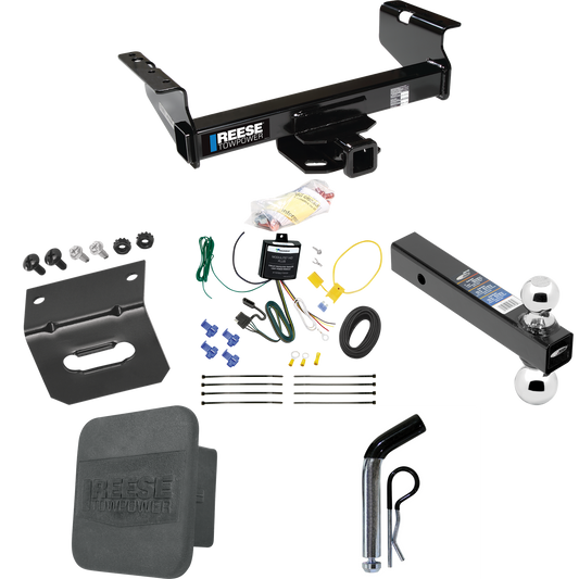 Fits 2007-2023 GMC Sierra 3500 HD Trailer Hitch Tow PKG w/ 4-Flat Wiring Harness + Dual Ball Ball Mount 2" & 2-5/16" Trailer Balls + Pin/Clip + Hitch Cover + Wiring Bracket (For Cab & Chassis, w/34" Wide Frames Models) By Reese Towpower