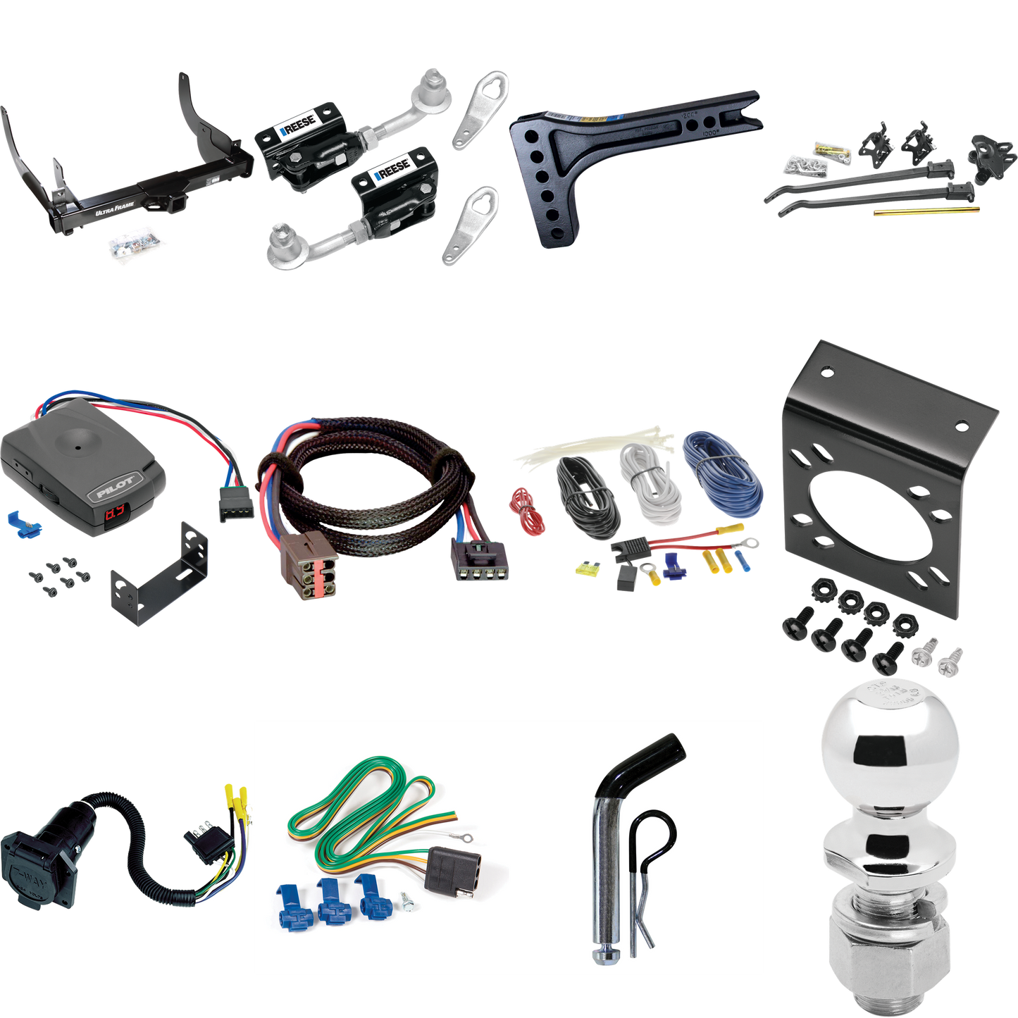 Fits 2006-2008 Lincoln Mark LT Trailer Hitch Tow PKG w/ 15K Trunnion Bar Weight Distribution Hitch + Pin/Clip + Dual Cam Sway Control + 2-5/16" Ball + Pro Series Pilot Brake Control + Plug & Play BC Adapter + 7-Way RV Wiring (For (Built After 8/2005)