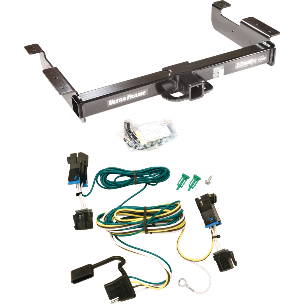 Fits 2003-2023 Chevrolet Express 3500 Trailer Hitch Tow PKG w/ 4-Flat Wiring Harness By Draw-Tite