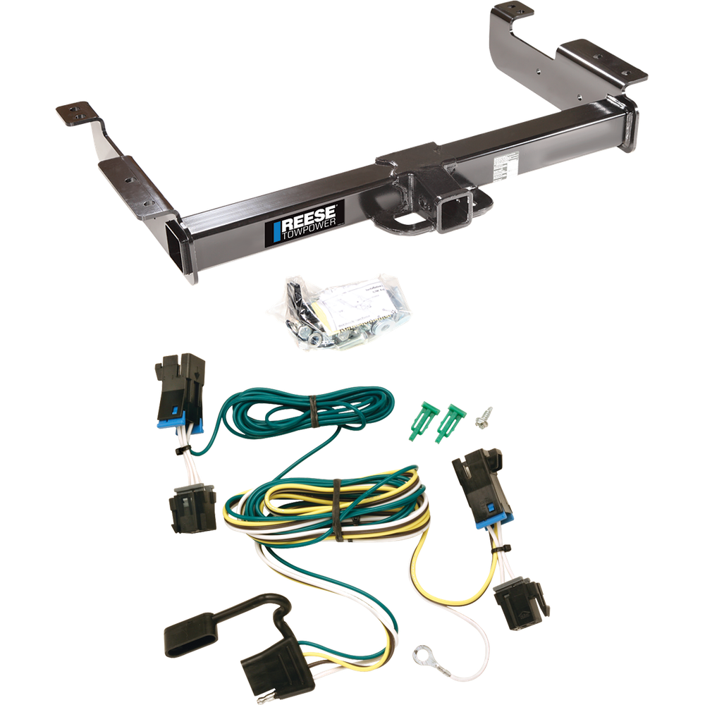 Fits 2003-2023 Chevrolet Express 2500 Trailer Hitch Tow PKG w/ 4-Flat Wiring Harness By Reese Towpower