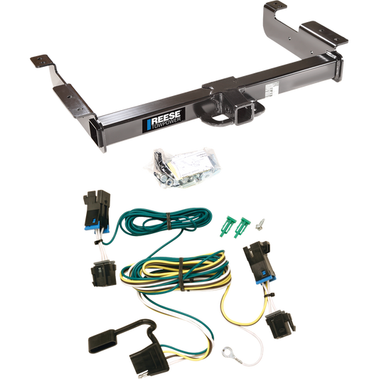 Fits 2003-2023 Chevrolet Express 2500 Trailer Hitch Tow PKG w/ 4-Flat Wiring Harness By Reese Towpower