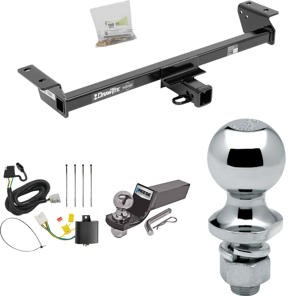 Fits 2016-2021 Lexus RX350 Trailer Hitch Tow PKG w/ 4-Flat Wiring + Starter Kit Ball Mount w/ 2" Drop & 2" Ball + 1-7/8" Ball (Excludes: F Sport Models) By Draw-Tite