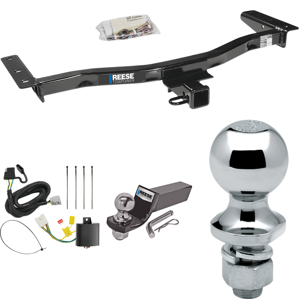 Fits 2013-2019 Lexus RX350 Trailer Hitch Tow PKG w/ 4-Flat Wiring + Starter Kit Ball Mount w/ 2" Drop & 2" Ball + 1-7/8" Ball (Excludes: F Sport Models) By Reese Towpower