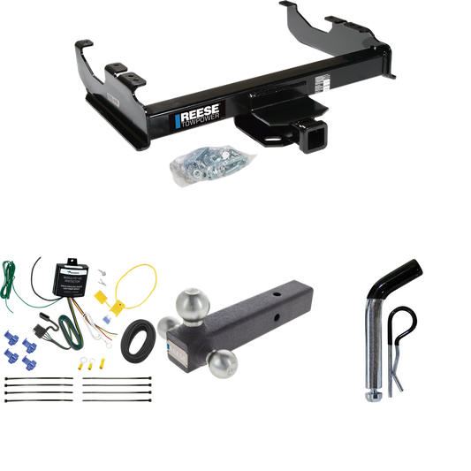 Fits 2007-2023 GMC Sierra 3500 HD Trailer Hitch Tow PKG w/ 4-Flat Wiring Harness + Triple Ball Ball Mount 1-7/8" & 2" & 2-5/16" Trailer Balls + Pin/Clip (For Cab & Chassis, w/34" Wide Frames Models) By Reese Towpower