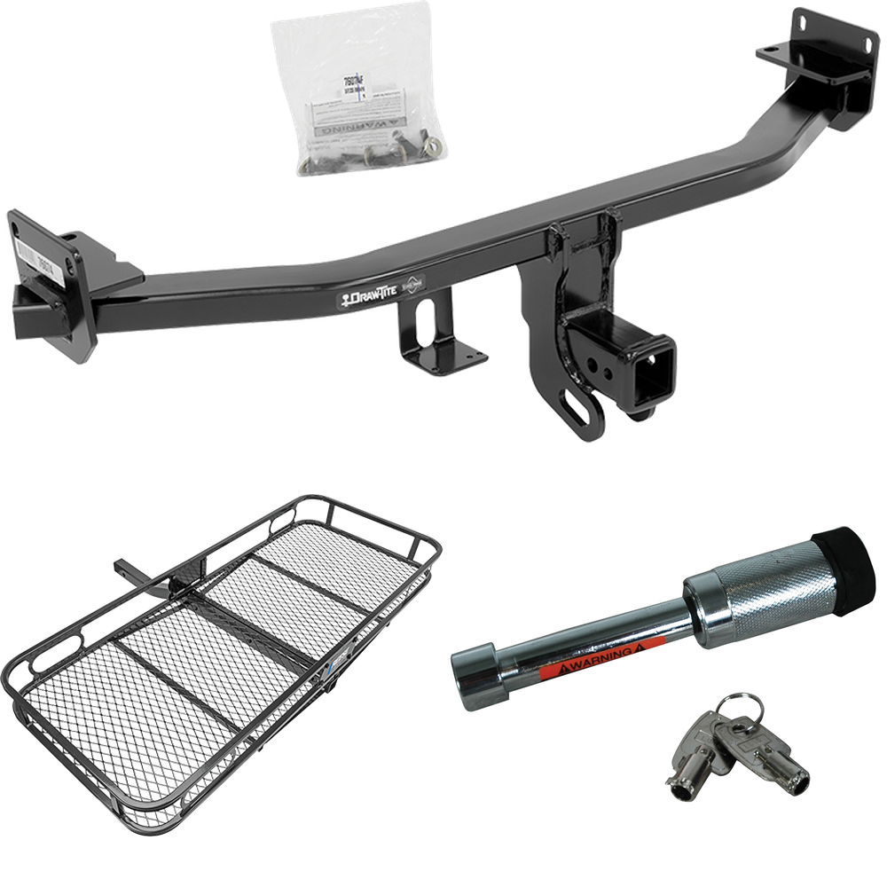 Fits 2017-2022 KIA Sportage Trailer Hitch Tow PKG w/ 60" x 24" Cargo Carrier + Hitch Lock (Excludes: SX & SX Turbo Models) By Draw-Tite