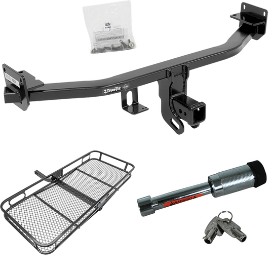 Fits 2017-2022 KIA Sportage Trailer Hitch Tow PKG w/ 60" x 24" Cargo Carrier + Hitch Lock (Excludes: SX & SX Turbo Models) By Draw-Tite