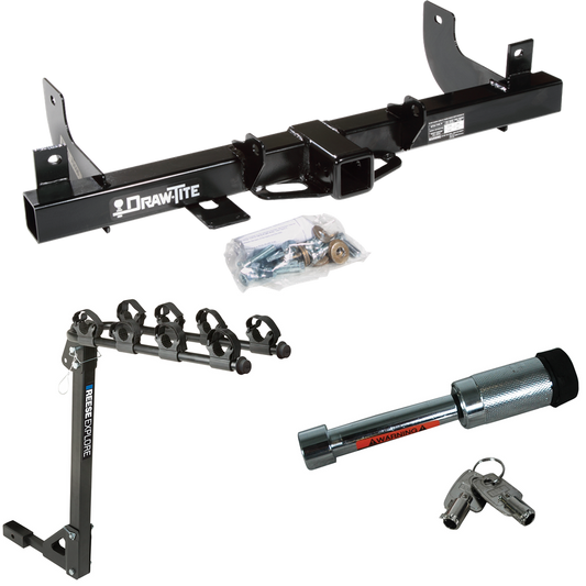 Fits 2006-2008 Lincoln Mark LT Trailer Hitch Tow PKG w/ 4 Bike Carrier Rack + Hitch Lock (For (Built After 8/2005) Models) By Draw-Tite