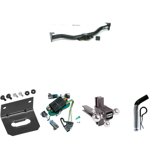 Fits 2000-2002 Chevrolet Express 1500 Trailer Hitch Tow PKG w/ 4-Flat Wiring Harness + Adjustable Drop Rise Triple Ball Ball Mount 1-7/8" & 2" & 2-5/16" Trailer Balls + Pin/Clip + Wiring Bracket By Reese Towpower