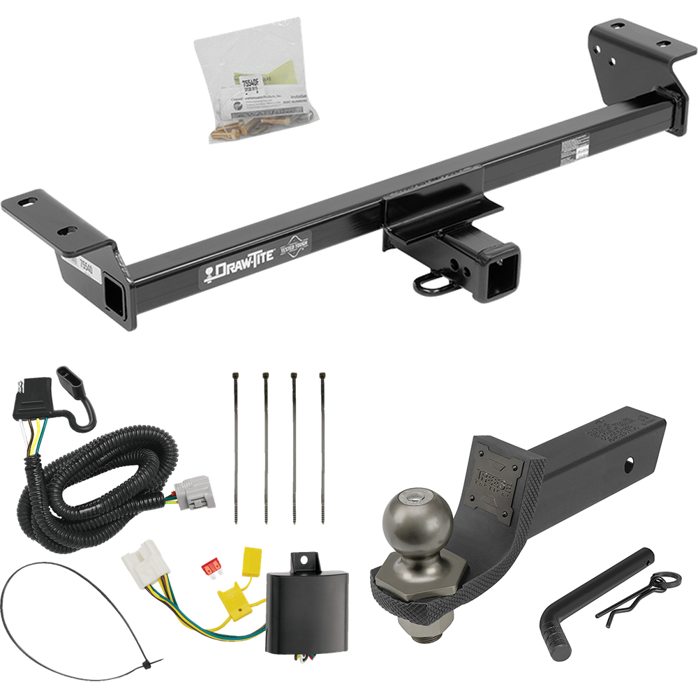 Fits 2016-2021 Lexus RX350 Trailer Hitch Tow PKG w/ 4-Flat Wiring + Interlock Tactical Starter Kit w/ 2" Drop & 2" Ball (Excludes: F Sport Models) By Draw-Tite