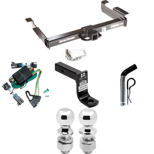 Fits 2000-2002 GMC Savana 2500 Trailer Hitch Tow PKG w/ 4-Flat Wiring Harness + Ball Mount w/ 6" Drop + Pin/Clip + 2" Ball + 2-5/16" Ball By Draw-Tite