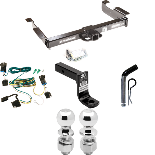 Fits 2003-2023 GMC Savana 2500 Trailer Hitch Tow PKG w/ 4-Flat Wiring Harness + Ball Mount w/ 6" Drop + Pin/Clip + 2" Ball + 2-5/16" Ball By Draw-Tite