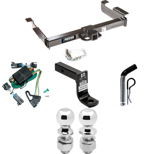 Fits 2000-2002 GMC Savana 2500 Trailer Hitch Tow PKG w/ 4-Flat Wiring Harness + Ball Mount w/ 6" Drop + Pin/Clip + 2" Ball + 2-5/16" Ball By Reese Towpower