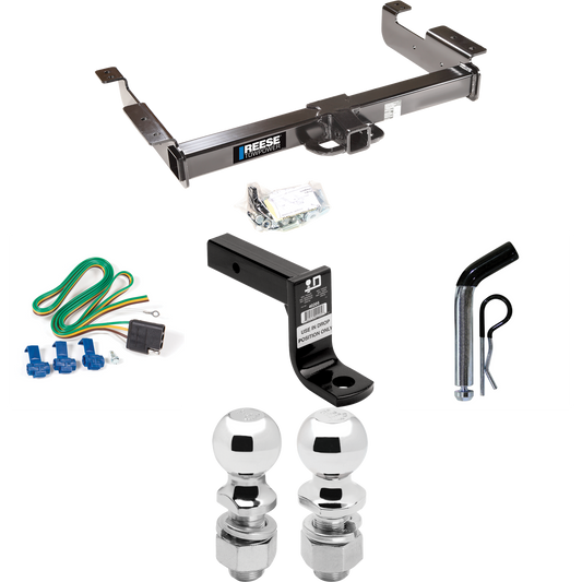 Se adapta al paquete de enganche de remolque GMC Savana 2500 1996-1999 con arnés de cableado plano de 4 + soporte de bola con caída de 6" + pasador/clip + bola de 2" + bola de 2-5/16" de Reese Towpower