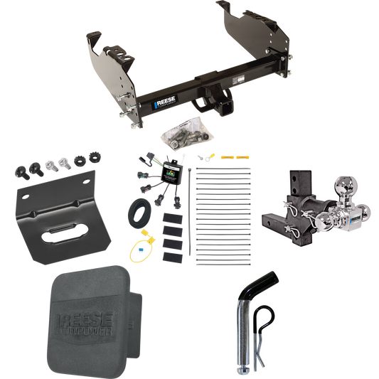 Fits 2008-2009 Sterling Truck Bullet 45 Trailer Hitch Tow PKG w/ 4-Flat Zero Contact "No Splice" Wiring Harness + Adjustable Drop Rise Triple Ball Ball Mount 1-7/8" & 2" & 2-5/16" Trailer Balls + Pin/Clip + Hitch Cover + Wiring Bracket (For w/34" Wid