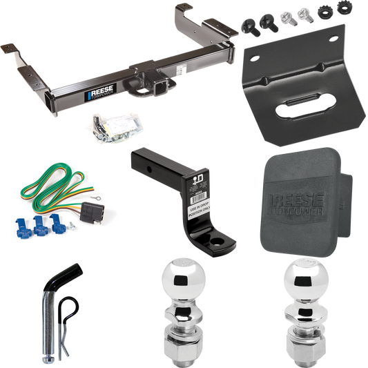 Fits 1996-1999 GMC Savana 2500 Trailer Hitch Tow PKG w/ 4-Flat Wiring Harness + Ball Mount w/ 6" Drop + Pin/Clip + 2" Ball + 2-5/16" Ball + Hitch Cover + Wiring Bracket By Reese Towpower