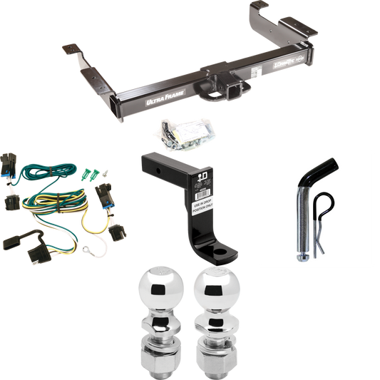 Fits 2003-2023 GMC Savana 2500 Trailer Hitch Tow PKG w/ 4-Flat Wiring Harness + Ball Mount w/ 8" Drop + Pin/Clip + 2" Ball + 2-5/16" Ball By Draw-Tite