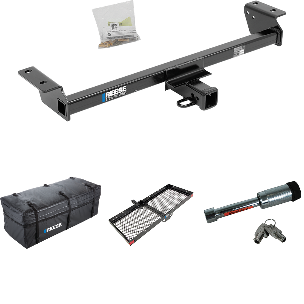 Fits 2016-2022 Lexus RX350 Trailer Hitch Tow PKG w/ 48" x 20" Cargo Carrier + Cargo Bag + Hitch Lock (For Prepped w/Factory Tow Plug (See Instructions Prior to Installation) Except F Sport Models) By Reese Towpower