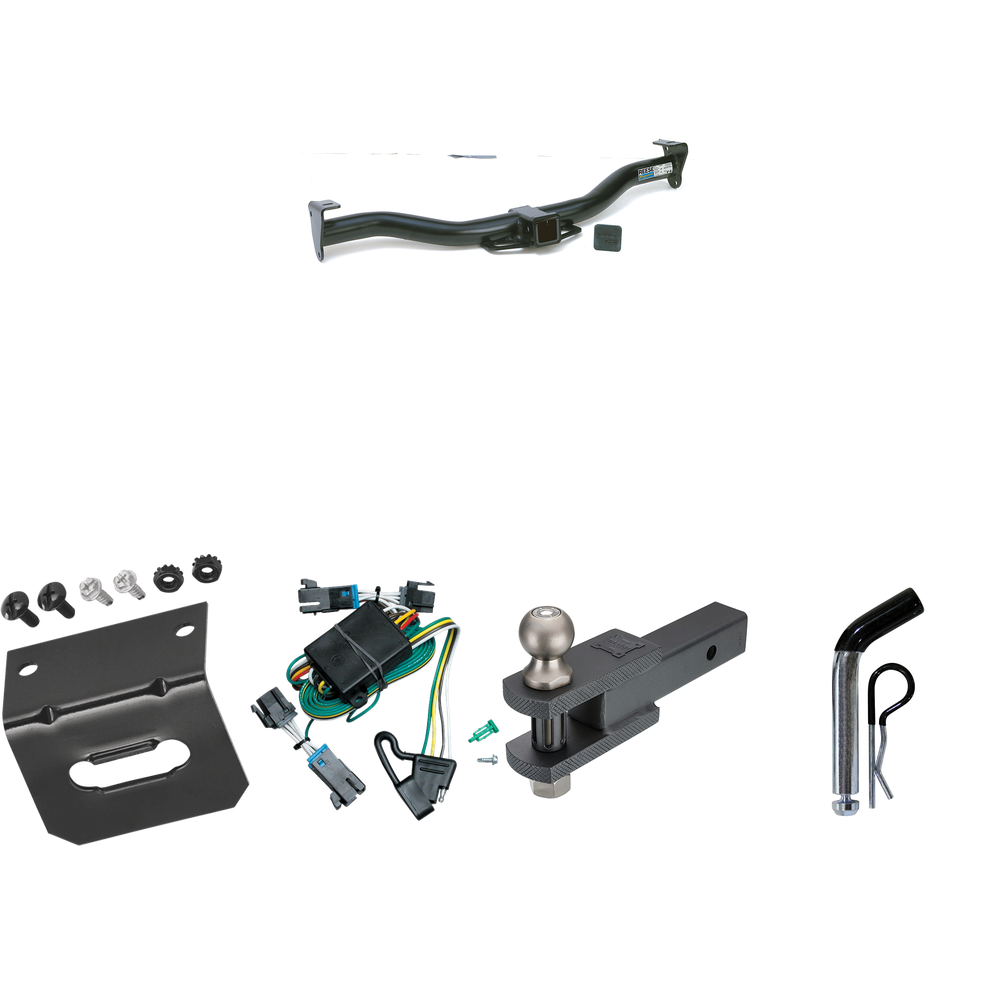 Fits 2000-2002 GMC Savana 2500 Trailer Hitch Tow PKG w/ 4-Flat Wiring Harness + Clevis Hitch Ball Mount w/ 2" Ball + Pin/Clip + Wiring Bracket By Reese Towpower