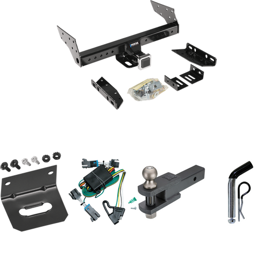 Fits 2000-2002 GMC Savana 2500 Trailer Hitch Tow PKG w/ 4-Flat Wiring Harness + Clevis Hitch Ball Mount w/ 2" Ball + Pin/Clip + Wiring Bracket By Reese Towpower