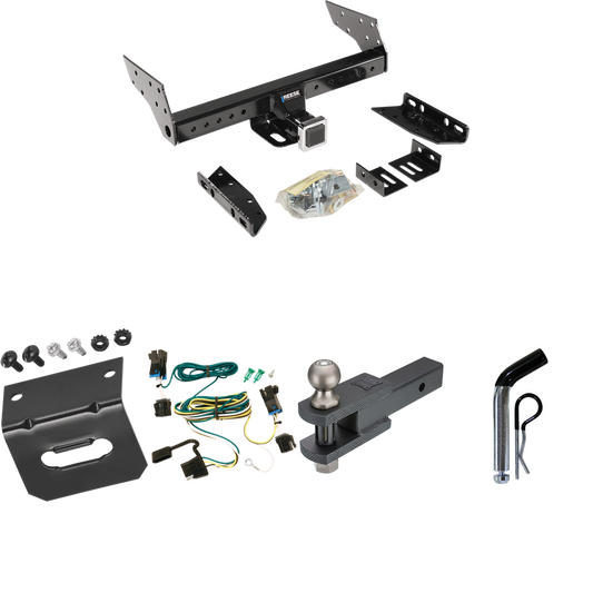 Se adapta al paquete de enganche de remolque GMC Savana 2500 2003-2023 con arnés de cableado de 4 planos + soporte de bola de enganche de horquilla con bola de 2" + pasador/clip + soporte de cableado de Reese Towpower