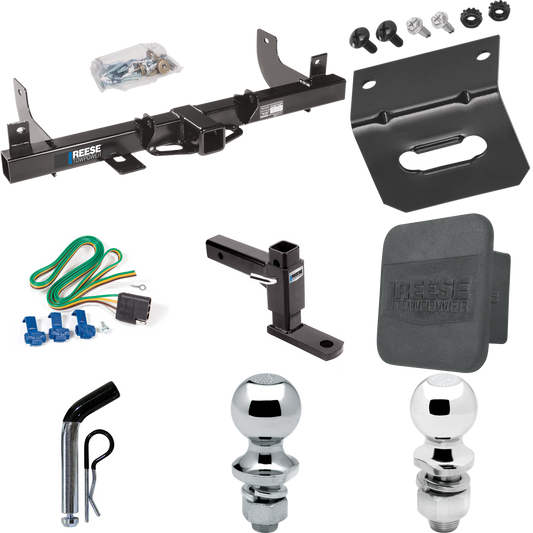 Fits 2006-2008 Lincoln Mark LT Trailer Hitch Tow PKG w/ 4-Flat Wiring + Adjustable Drop Rise Ball Mount + Pin/Clip + 2" Ball + 1-7/8" Ball + Wiring Bracket + Hitch Cover (For (Built After 8/2005) Models) By Reese Towpower