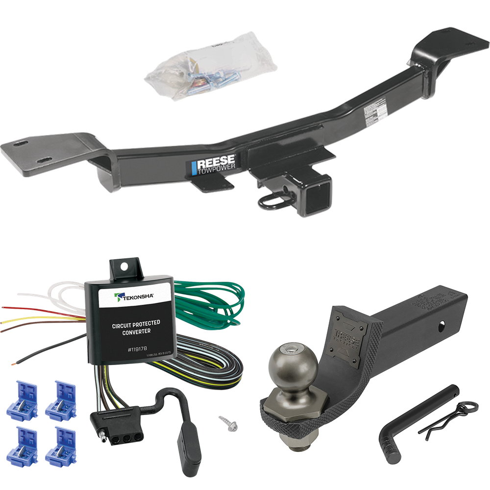 Fits 2005-2010 KIA Sportage Trailer Hitch Tow PKG w/ 4-Flat Wiring + Interlock Tactical Starter Kit w/ 2" Drop & 2" Ball (For V6 Engine Models) By Reese Towpower