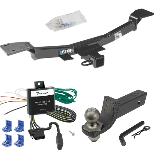 Fits 2005-2010 KIA Sportage Trailer Hitch Tow PKG w/ 4-Flat Wiring + Interlock Tactical Starter Kit w/ 2" Drop & 2" Ball (For V6 Engine Models) By Reese Towpower