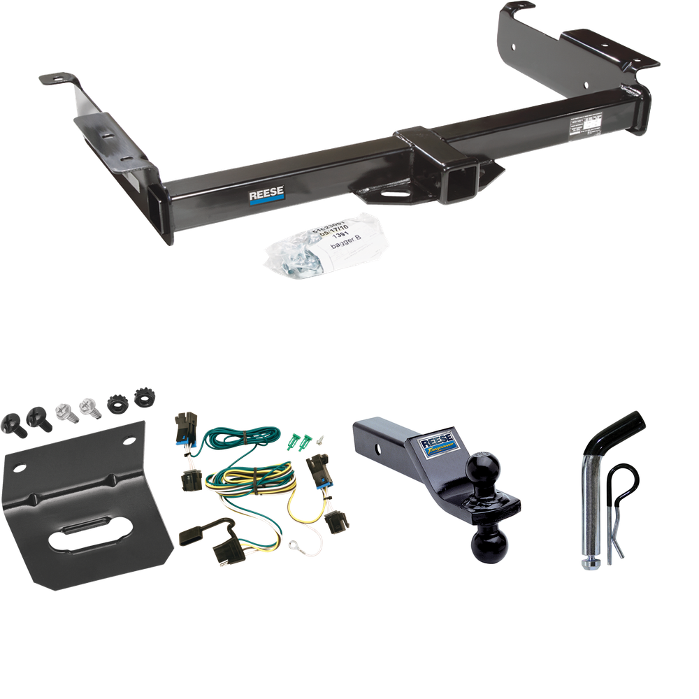 Fits 2003-2003 GMC Savana 2500 Trailer Hitch Tow PKG w/ 4-Flat Wiring Harness + Dual Ball Ball Mount 1-7/8" & 2" Trailer Balls + Pin/Clip + Wiring Bracket By Reese Towpower