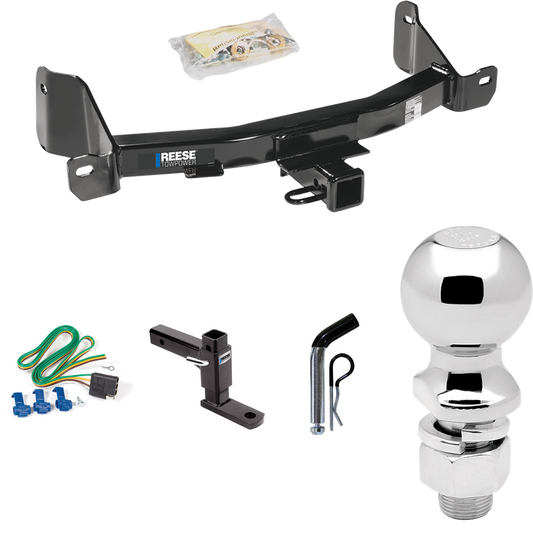 Fits 2009-2014 Ford F-150 Trailer Hitch Tow PKG w/ 4-Flat Wiring + Adjustable Drop Rise Ball Mount + Pin/Clip + 2-5/16" Ball By Reese Towpower