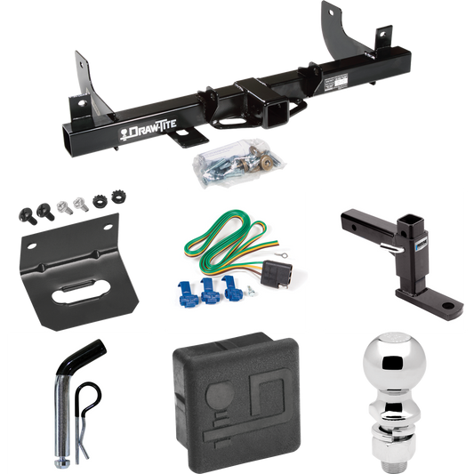 Fits 2006-2008 Ford F-150 Trailer Hitch Tow PKG w/ 4-Flat Wiring + Adjustable Drop Rise Ball Mount + Pin/Clip + 2-5/16" Ball + Wiring Bracket + Hitch Cover By Draw-Tite