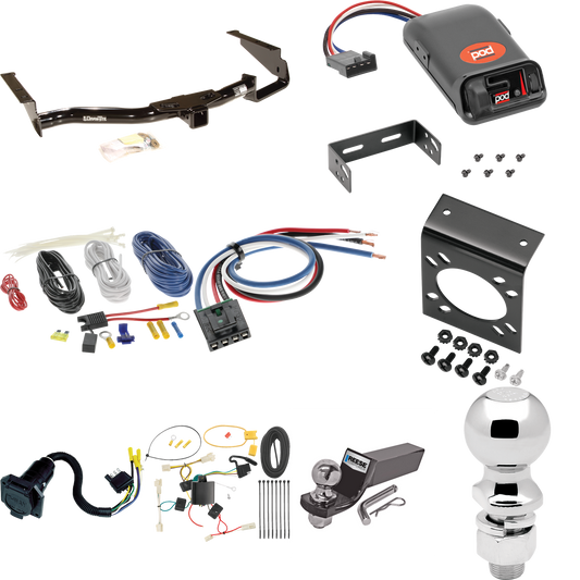 Fits 2007-2009 Lexus RX350 Trailer Hitch Tow PKG w/ Pro Series POD Brake Control + Generic BC Wiring Adapter + 7-Way RV Wiring + 2" & 2-5/16" Ball & Drop Mount By Draw-Tite