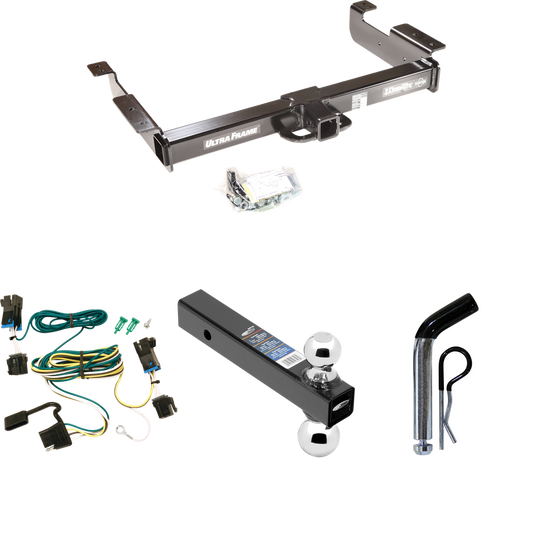 Fits 2003-2023 Chevrolet Express 3500 Trailer Hitch Tow PKG w/ 4-Flat Wiring Harness + Dual Ball Ball Mount 2" & 2-5/16" Trailer Balls + Pin/Clip By Draw-Tite