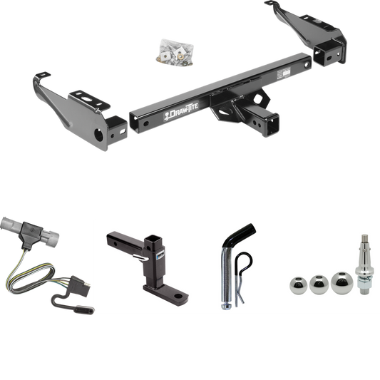 Fits 1997-1997 Ford F-250 HD Trailer Hitch Tow PKG w/ 4-Flat Wiring + Adjustable Drop Rise Ball Mount + Pin/Clip + Inerchangeable 1-7/8" & 2" & 2-5/16" Balls By Draw-Tite