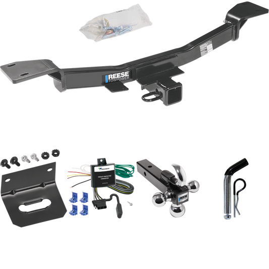 Fits 2005-2010 KIA Sportage Trailer Hitch Tow PKG w/ 4-Flat Wiring Harness + Triple Ball Ball Mount 1-7/8" & 2" & 2-5/16" Trailer Balls w/ Tow Hook + Pin/Clip + Wiring Bracket (For V6 Engine Models) By Reese Towpower