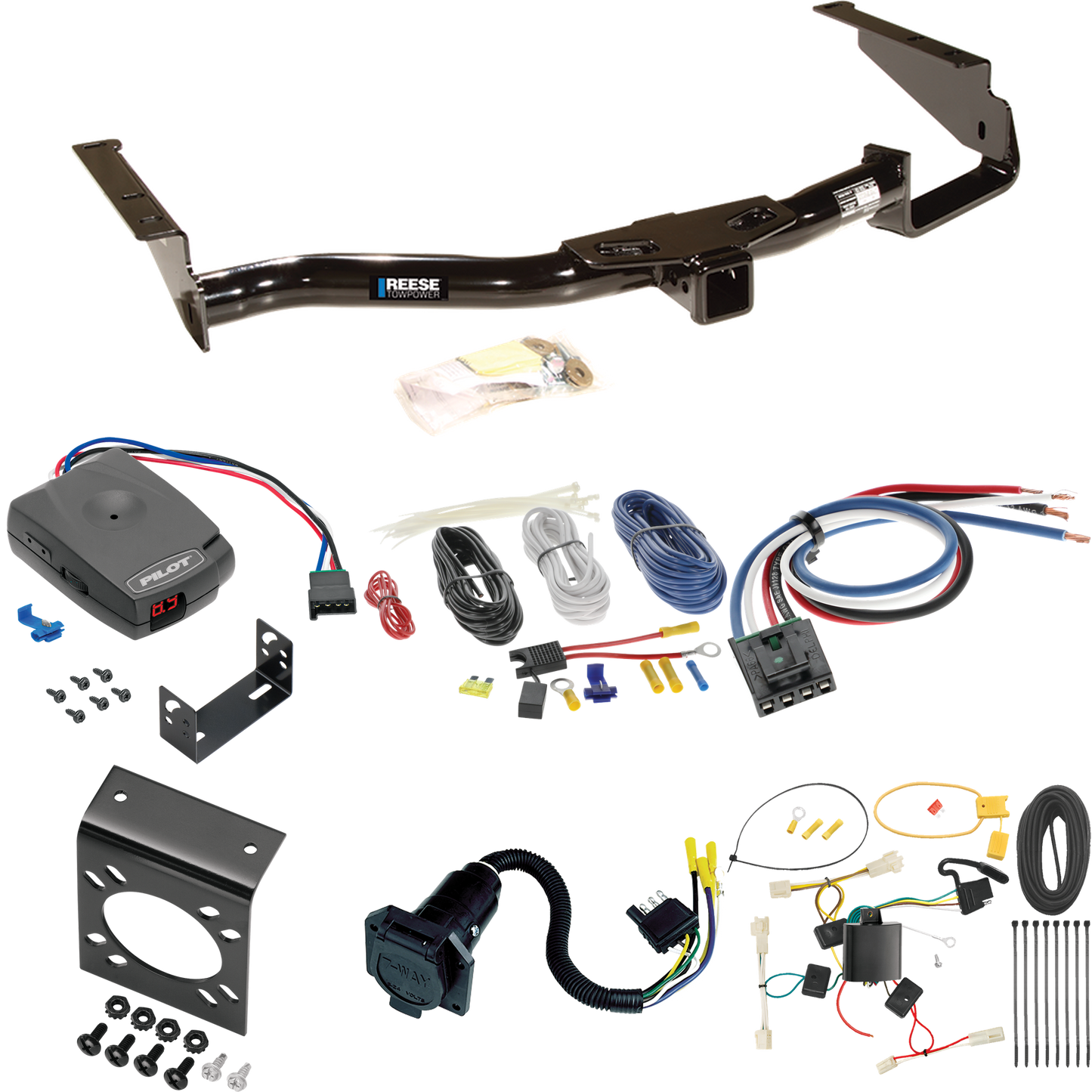 Se adapta al paquete de enganche de remolque Lexus RX330 2004-2006 con control de freno piloto serie Pro + adaptador de cableado BC genérico + cableado RV de 7 vías de Reese Towpower